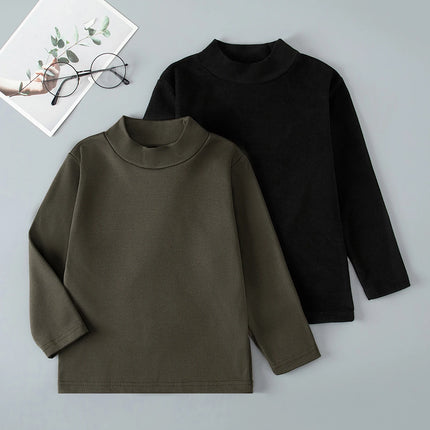 1/3/4 Pcs Children's Mid-collar Bottoming Shirt in Autumn And Winter Solid Color Joker Girls' Long sleeve T-shirt Boys' Casual S