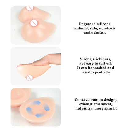 KUMIHO Fake Boobs Self-Adhesive Silicone Breast Form for Drag Queen Transgender Crossdresser Cosplay Mastectomy Prothesis