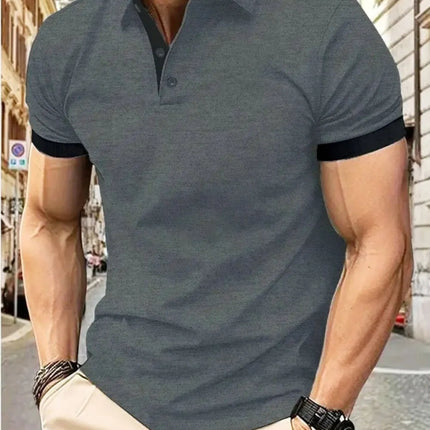 Men's Summer Fashion Simple Stripe Printed Comfortable Breathable Polo Shirt Outdoor Urban Casual Top