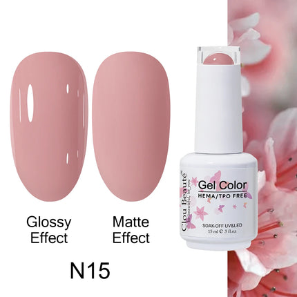 Clou Beaute 15ml HEMA TPO FREE Color Gel Nail Polish Nude Pink Red Green Collection Nail Gel Polish Glitter Soak Off UV LED Gel