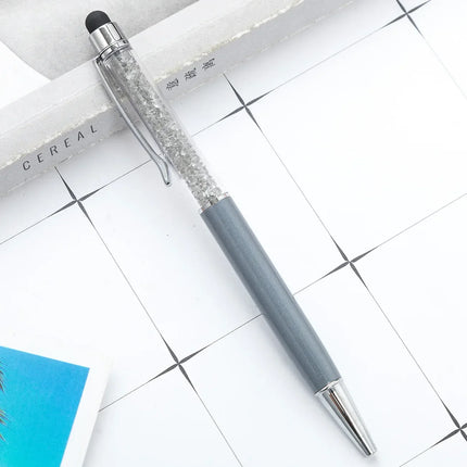 50pcs/Lot Crystal Metal Ballpoint Pen Fashion Creative Stylus Touch for Writing Stationery Office School Gift Free Custom Logo