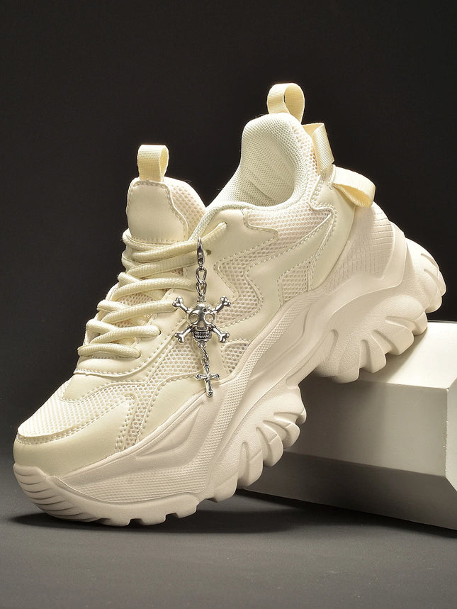 Women's fashion casual vulcanized shoes pure white platform high heels female Halloween punk style light women's sports shoes