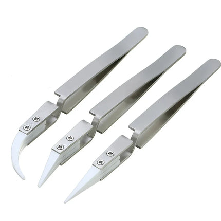 Ceramic Tipped Stainless Steel Tweezers Tips Heat Pointed Resistant Tweezer Electronic Soldering Tweezers Fine Pointed Tip