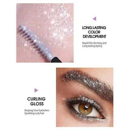 Diamond Mascara Shiny Galaxy Sequins Glitter Lash Mascara Eyelashes Waterproof Fast Dry Curling Thick Mascara Shimmer Makeup