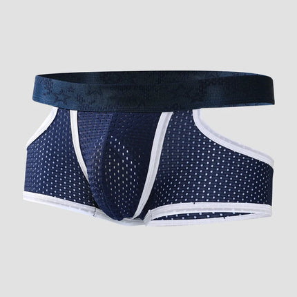 Men's ice silk bullet split underpants with breathable mesh at the four corners, summer thin men's sports straight-cut shorts