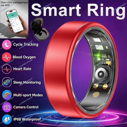 2026 New Smart Ring Heart Rate Blood Pressure Sleep Monitoring Motion Tracking IP68 Waterproof Men Women Smart Ring Holiday Gift