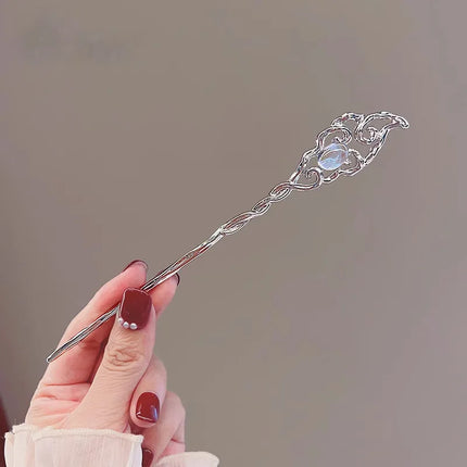 Romantic Moonstone Star Moon Hair Stick Metal Branch Hairpin Hair Fork Chinese Style Hair Accessories for Girls Hair Headwear