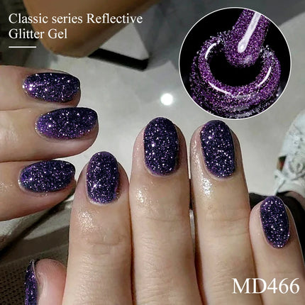 8ml Reflective Glitter Gel Nail Polish Nail Art Shiny Effect Semi Permanent UV  LED Gel Varnish Manicure DIY Nail Supplies