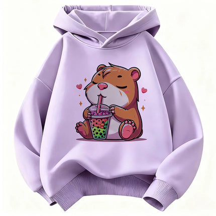 Capybara Funny Design  Children's Hoodie Sweatshirt Cute Harajuku Hoody for Boys Girls Spring Casual Hoodies
