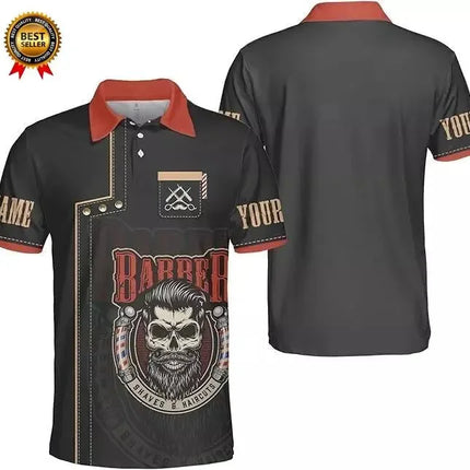 2025 Barber Short Sleeve Polo Shirts For Men Clothing Hairdresser Cosplay POLO Shirt Custom Name Uniform Jersey Male Y2k Tops