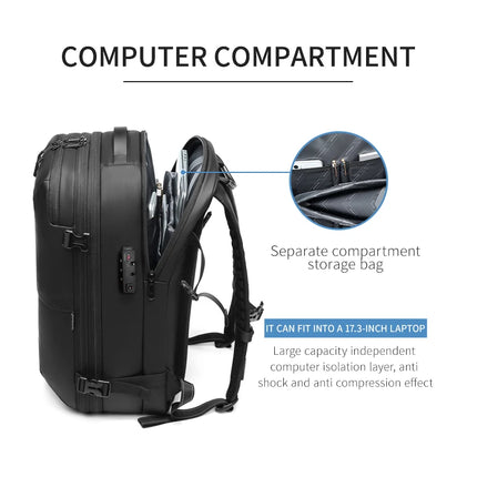 Men Travel Backpack vacuum compression 17 inch Laptop Business Large Capacity school Backpack Expanded outdoors Hiking backpack