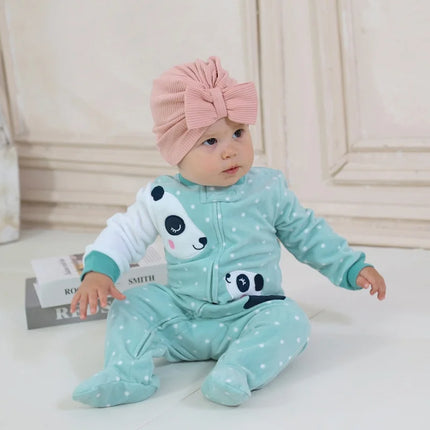 Newborn Baby Rompers Autumn Winter Zipper Fleece Sleepsuit Clothes Cute Fox Animal Footed Warm Baby Pajamas Babe Jumpsuit 0-12M