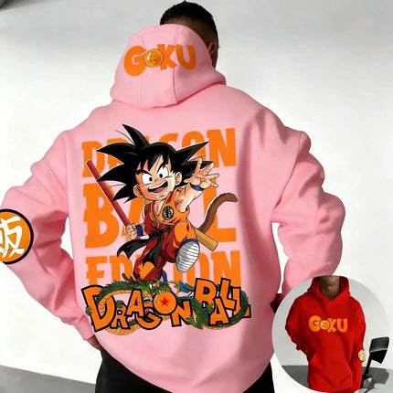 2026 Dragon Ball Retro Anime Hoodie, Kid Goku Print Men's Pure Cotton Hoodie, Casual Loose Sports Daily Version  Y2K Style