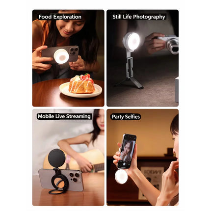 Original Ulanzi LM23 Magnetic Phone Selfie Light with Built-in Makeup Mirror and 360 Degree Rotation Stand