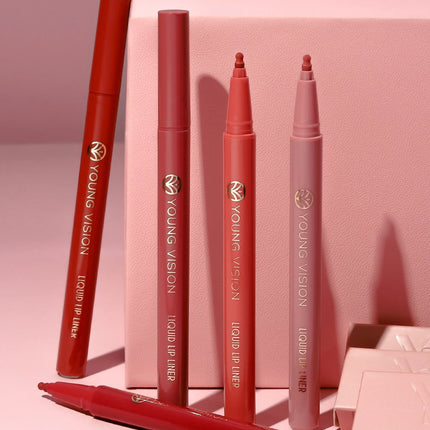 12 color matte liquid lipliner sponge gourd head fog surface bare color waterproof lip glaze red pen