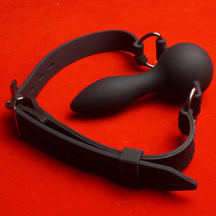 Medical Silicone Dildo Reversible Mouth Gag,BDSM Slave Penis Gags Ball Deep Throat,Bondage Restraints,Sex Toys for Couples Games