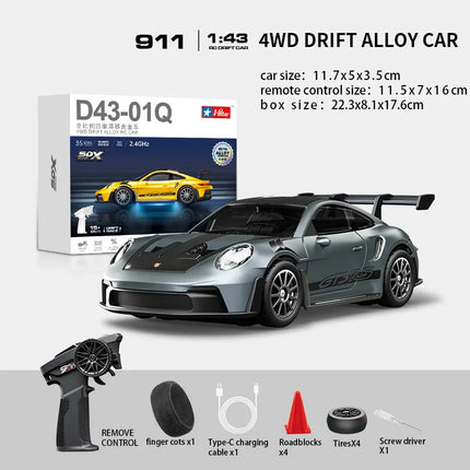 Macro Star D43 Full Proportion Remote Control Drift Car 1:43 Scale Alloy Gyro Four-Wheel Drive Flat Run Luminous Toy Model