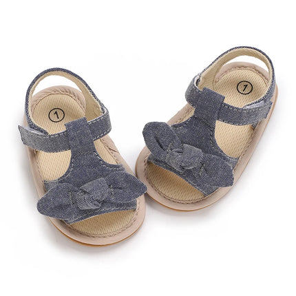 0-18 months cute baby shoes summer small fresh blue bow princess shoes sandals soft and comfortable soles slip walking shoes