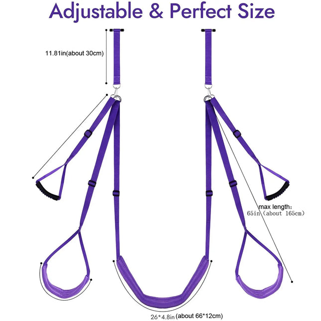 CKQU S&M Purple Sex Swing with Sponge Cushion Door Swing Sex Position Enhancer for Couples Unlock More Intimate Moments