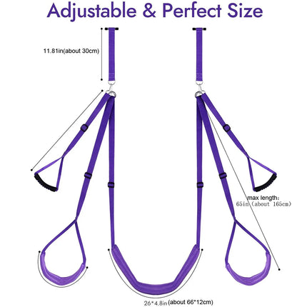 CKQU S&M Purple Sex Swing with Sponge Cushion Door Swing Sex Position Enhancer for Couples Unlock More Intimate Moments