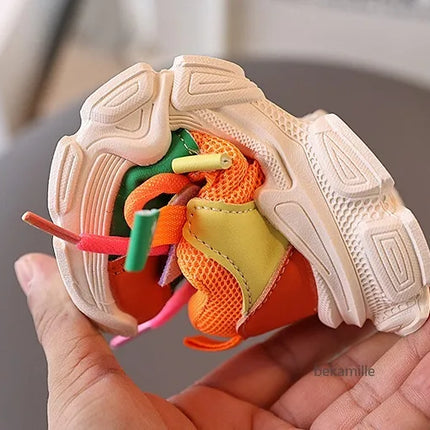 Girls & Boys Casual Sneakers Soft Sole Sports Shoes For Child Autumn colorful