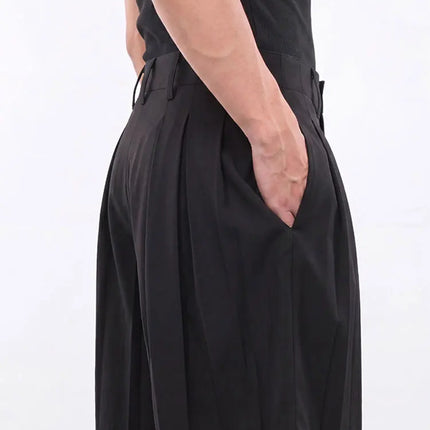 Mauroicardi Spring Summer Soft Black Pleated Shorts for Men High Waist Elegant Luxury Knee Length Straight Pants Clothes 2026