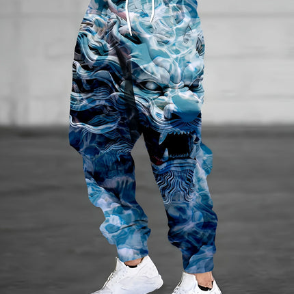 2025 Mythic Animal Graphic Men's Side Pockets Elastic Drawstring Sweatpants Joggers Pants Casual Trousers Street Fall Winter