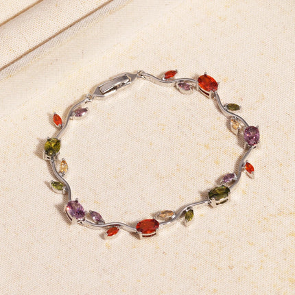 Colorful Trendy Charm Marquise Cut Cubic Zirconia Bracelets For Women CZ Leaf Bridal Wedding Party Jewelry Gift