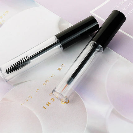 100pcs 10ML Empty Mascara Wand Tubes with Black Lid Cosmetic Eyelash Tube Lip Gloss Packaging Plastic Eyeliner Bottle with Brush