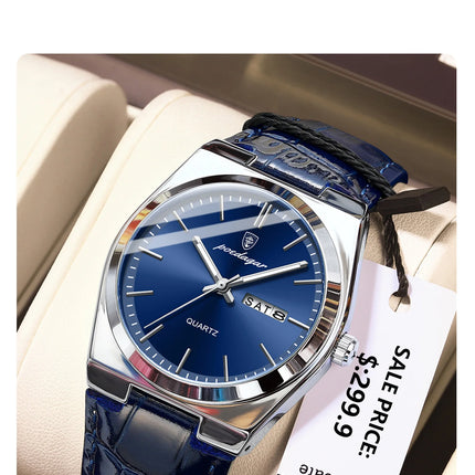 POEDAGAR Luxury Trend Men Watch Waterproof Luminous Date Week Man Wristwatch Military Outdoor Leather Men's Quartz Watches Reloj