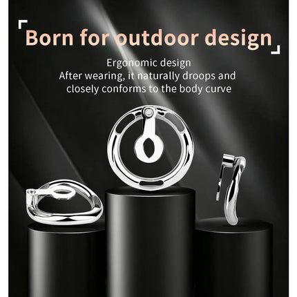 QKKQ Stainless Steel Sissy Men Flat Chastity Cage With Urethral Orifice Loyalty Belt Penis Bondage Adult Game For Men Asceticism