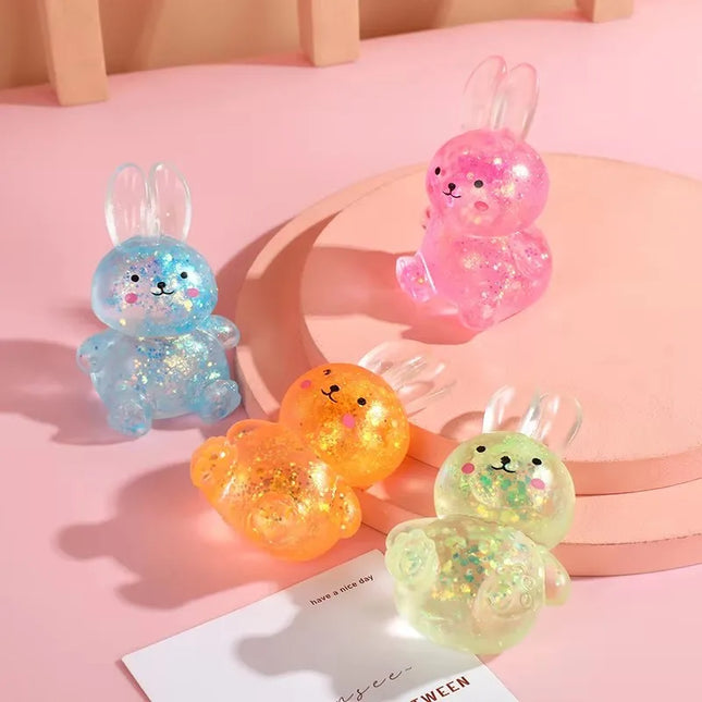 Anti-stress Soft TPR Slow Rebound Sequins Maltose Pinch Adult Toy Stress Relief Elastic Squeezing Colored Rabbit Decompression