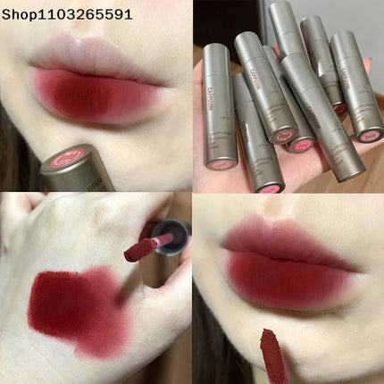 Cappuvini Mini Silver Tube Matte Velvet Lip Gloss – Waterproof, Non-Stick, Smudge-Proof, Long-Lasting Liquid Lipstick