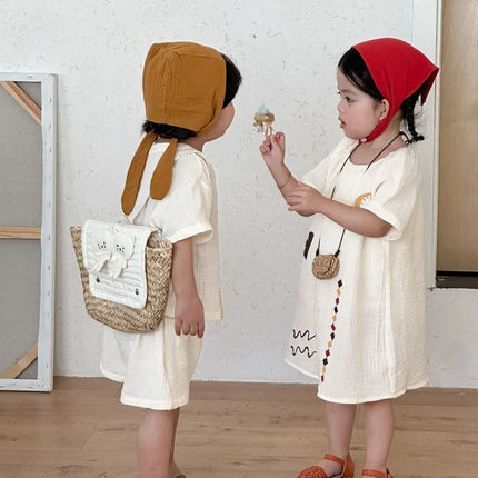 RAISE 2026 Summer Siblings Attires Children Pure Cotton Pajamas Set Kids Boys Tees+shorts Homewear Suit Kids Girls Print Dress