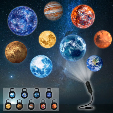 USB planet projection lamp, 9 replacement planet projection, ceiling decoration, bedroom living room room night light
