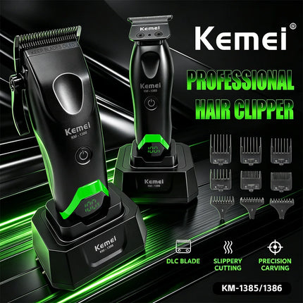 Kemei Clippers Professional Hair Clipper Adjustable Hair Trimmer Hair Care Appliance LED Display Clipper for Men KM-1386 KM-1385