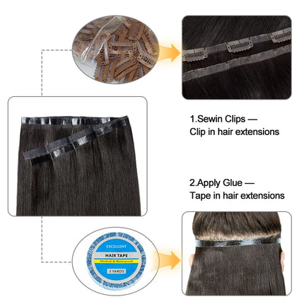 Tape In Weft Hair Extensions Human Hair PU Long Weft Tape In Hair Extensions Real Human Hair Silky Easy to Use Remy 12-20 inch