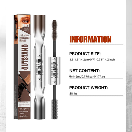 Double Ended Waterproof Mascara Black&Brown, Long-Lasting Lashes, Volumizing Lengthening for All Skin Types, Mascara Waterproof