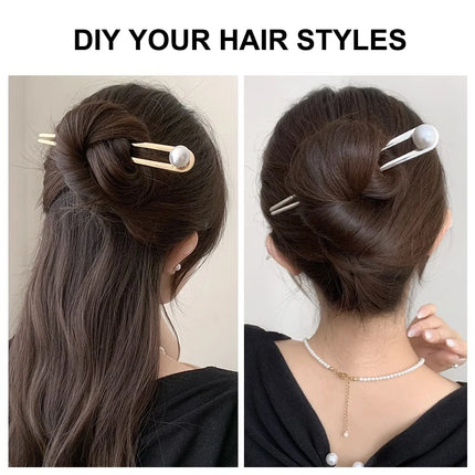 Simple Large U Shape Hair Clips Pins for Women Imitation Pearl Enamel Hair Sticks Bride Hair Styling Accessories Headwear Gift