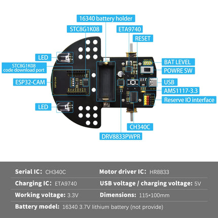 Keyestudio ESP32-CAM Vision Smart Robot Car Arduino-Compatible Legoeds Blocks AI Camera Robot Support STEM Coding Gift for Kids