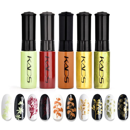 KADS 5/4 Pcs Stamping Varnish Set Nail Stamping Polish Kit Black Nail Art Polish Manicure Stamping Lacquer for Template Nails