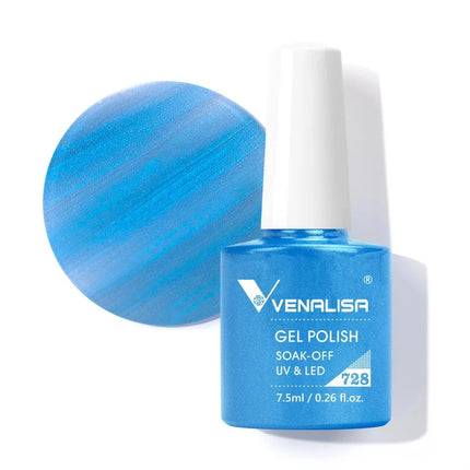Venalisa 7.5ml Gel Nail Polish, White Cap, Glass Formula, No Wipe Top Coat, UV LED Soak-Off Glitter Color Nail Lacquer