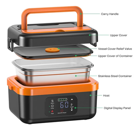 Portable Rechargeable Wireless Heating Lunch Box Large Capacity Water-Free Bento Box for Students And Office Workers  8000mAh