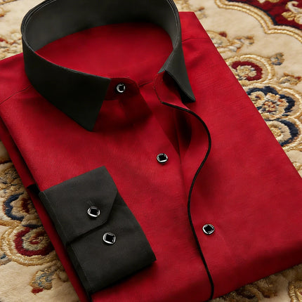 FGKKS Men Tuxedo Shirt Brand New Western Luxury Long Sleeve Smart Casual Micro Elastic Wrinkle-free Male Business Dress Shirts