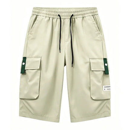Summer Men Cargo Shorts Multi Pocket Elastic Drawstring Waist Loose Casual Outdoor Sports Workout Daily Beach Streetwear Bottoms