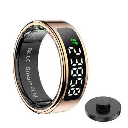 New Smart Ring Touch Screen Health Manager Heart Rate/Blood Oxygen Monitor Wireless Charging IP68 5ATM Waterproof for Universal