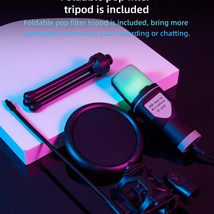 Gaming Computer Professional Condenser Microphone Mic PC Laptop USB Wired Live Streaming Podcast Studio Mike Kit Gamer Karaoke