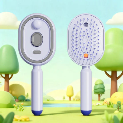 Electric Hair Spray Comb with Nano-Mist, Rechargeable Water & Essence Sprayer Brush, Soft Bristle Detangler for Women, Anti-Stat