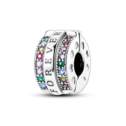 Charm Hot Sales 925 Sterling Silver Charms Beads CZ pave Round Clip Charms Fit Original Bracelet Necklace Charms Jewelry Gift