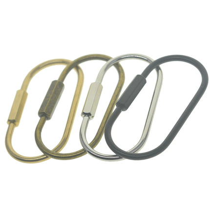60mm  Bronze Silver matte black brass wire wrap run course oval Screw Lock Carabiner Key ring Keychain DIY EDC housewarm gift